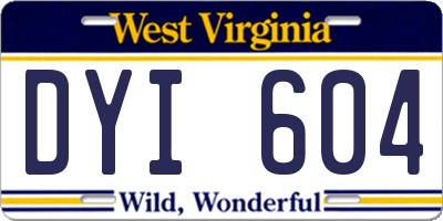 WV license plate DYI604