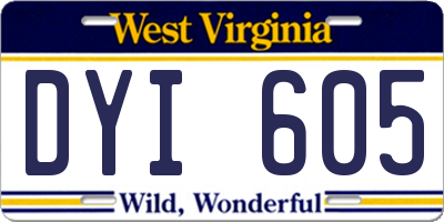 WV license plate DYI605