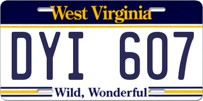 WV license plate DYI607