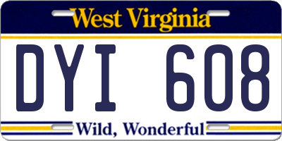 WV license plate DYI608
