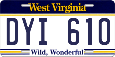 WV license plate DYI610
