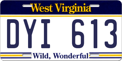 WV license plate DYI613