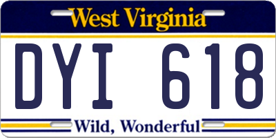 WV license plate DYI618