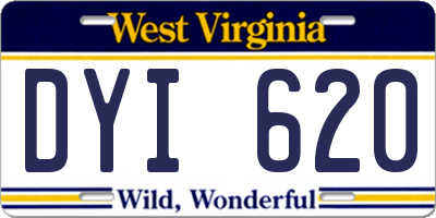 WV license plate DYI620