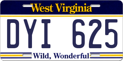 WV license plate DYI625