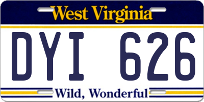 WV license plate DYI626