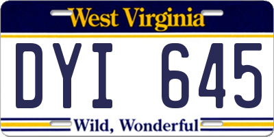 WV license plate DYI645