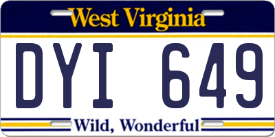WV license plate DYI649