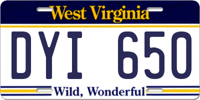 WV license plate DYI650