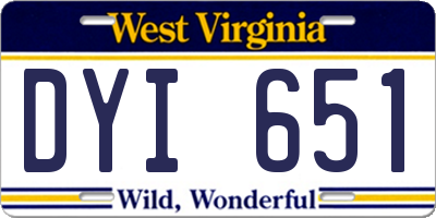 WV license plate DYI651