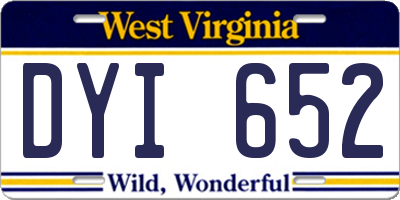 WV license plate DYI652