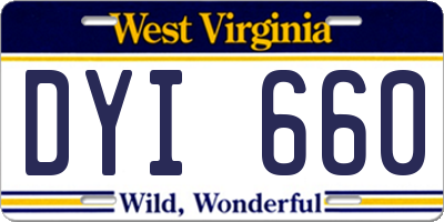 WV license plate DYI660