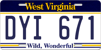 WV license plate DYI671
