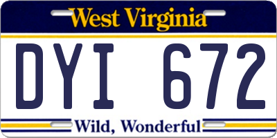 WV license plate DYI672