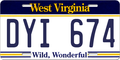 WV license plate DYI674