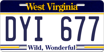 WV license plate DYI677