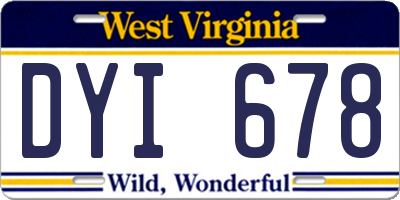 WV license plate DYI678