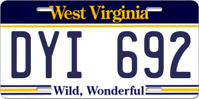 WV license plate DYI692