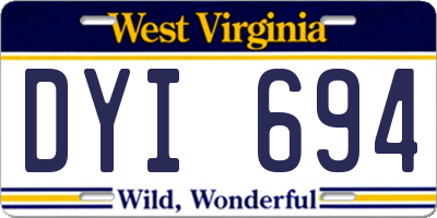 WV license plate DYI694