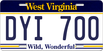 WV license plate DYI700