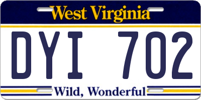 WV license plate DYI702
