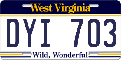 WV license plate DYI703