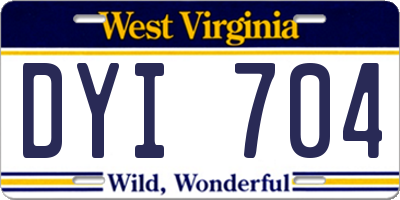 WV license plate DYI704