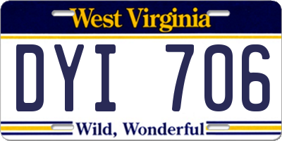 WV license plate DYI706