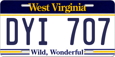 WV license plate DYI707