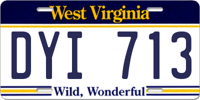 WV license plate DYI713