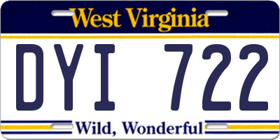WV license plate DYI722