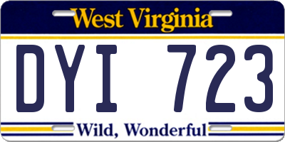 WV license plate DYI723