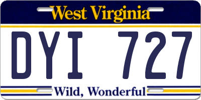 WV license plate DYI727