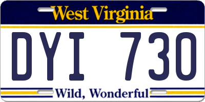 WV license plate DYI730