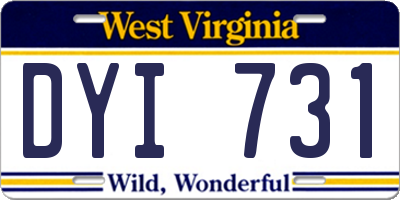 WV license plate DYI731