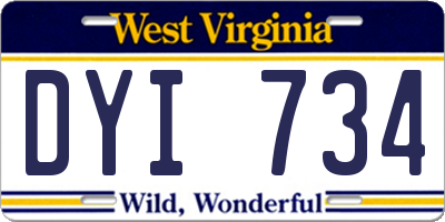 WV license plate DYI734