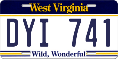 WV license plate DYI741