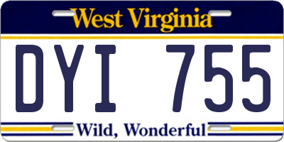 WV license plate DYI755
