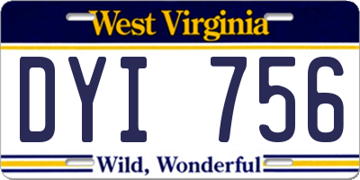 WV license plate DYI756