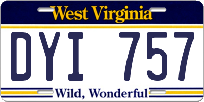 WV license plate DYI757