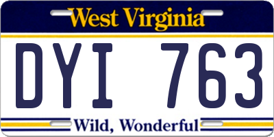 WV license plate DYI763