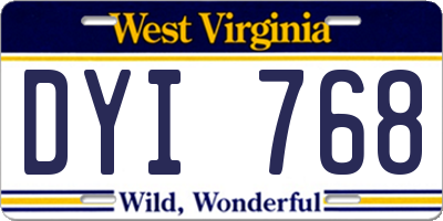 WV license plate DYI768