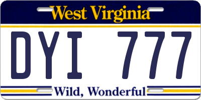 WV license plate DYI777