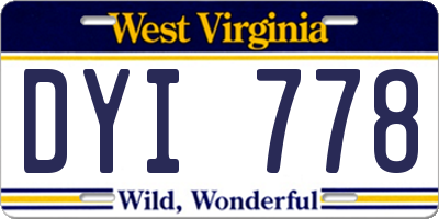 WV license plate DYI778