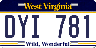 WV license plate DYI781