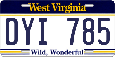WV license plate DYI785