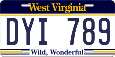 WV license plate DYI789