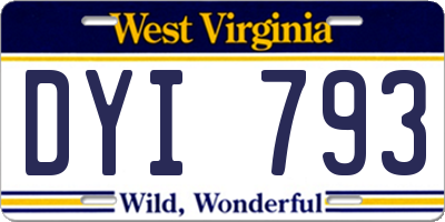 WV license plate DYI793