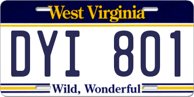 WV license plate DYI801