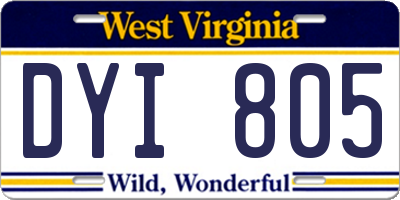 WV license plate DYI805